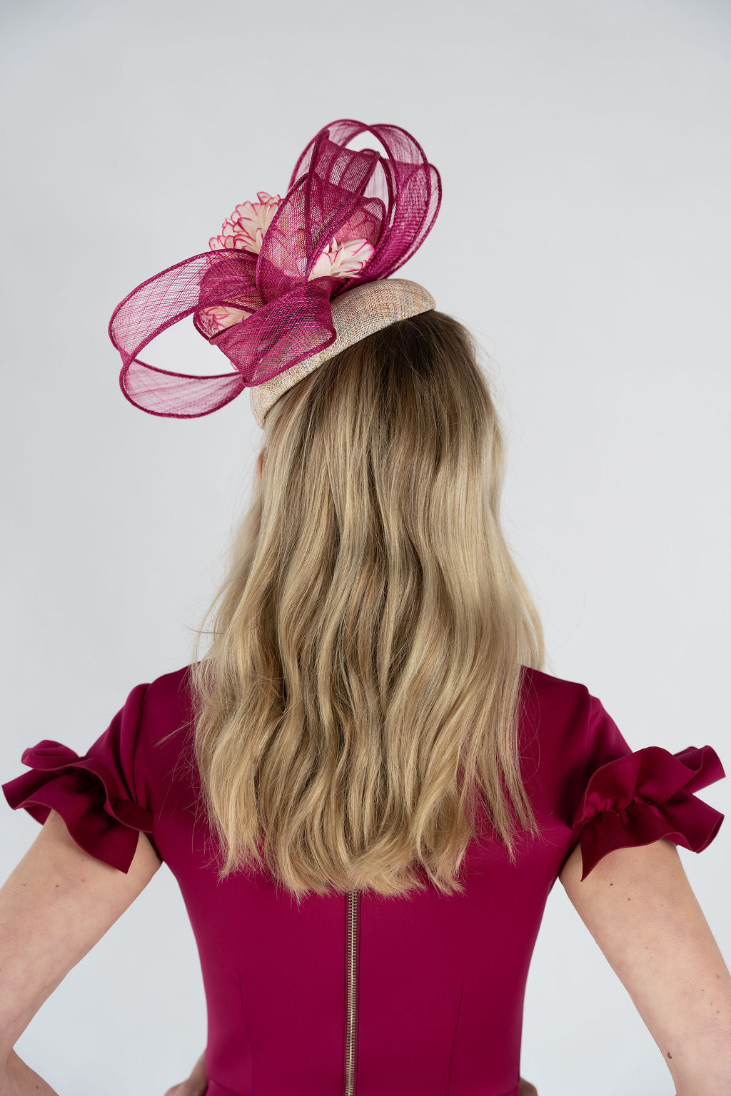 Headpiece with Fuchsia Swirl and Statement Flower