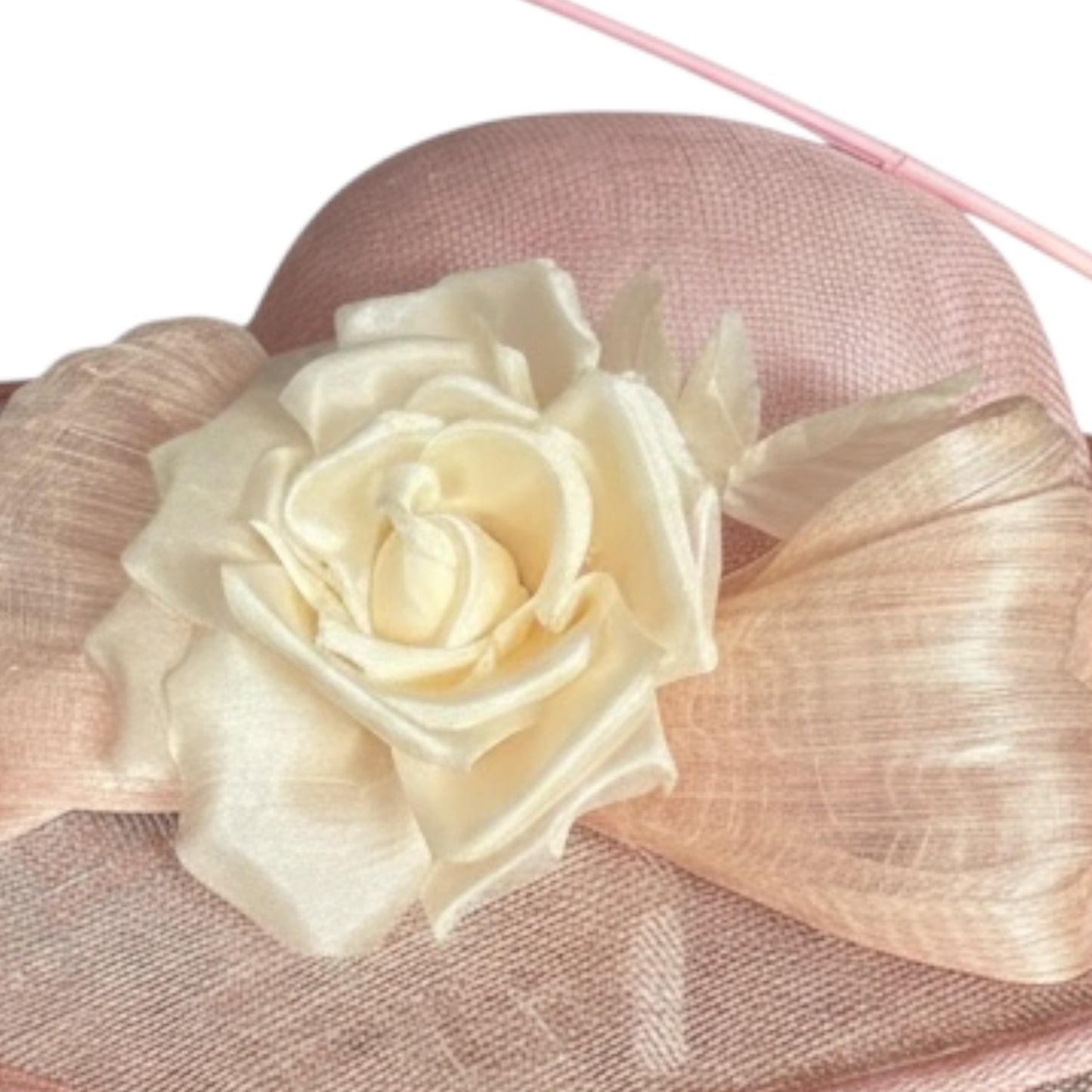 Wide-Brim Hat with Bow & Rose - Pastel Colors