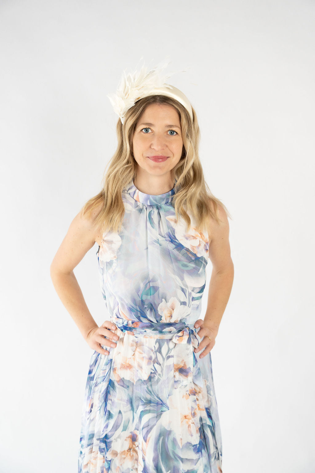 Satin Feather Headband - Ivory