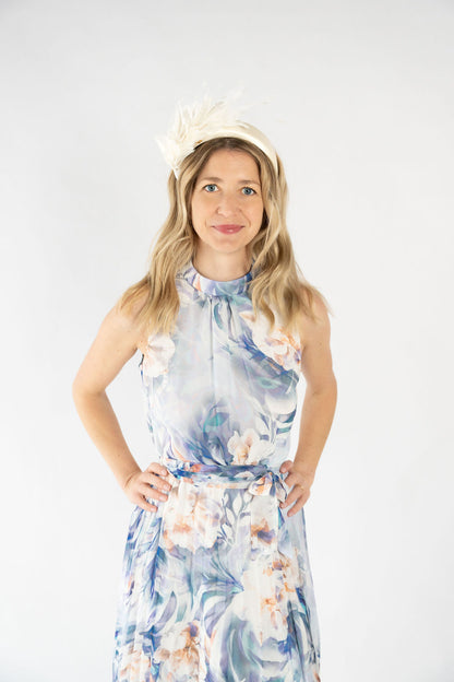 Satin Feather Headband - Ivory