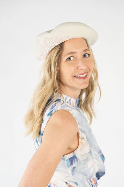 Embellished Wool Beret - Ivory