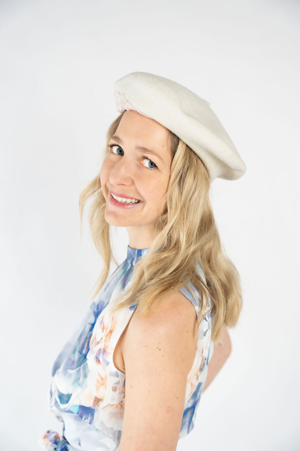 Embellished Wool Beret - Ivory