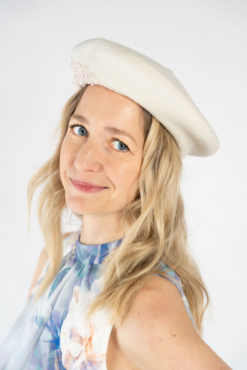 Embellished Wool Beret - Ivory