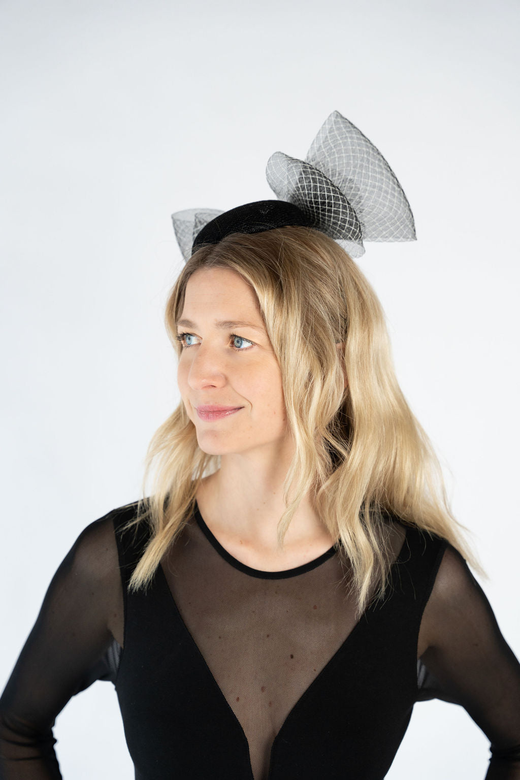 Small Headpiece with Large Bow - Black
