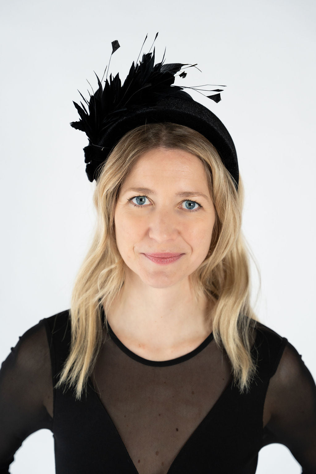 Velvet Feather Headband - Black
