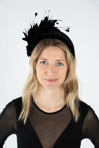 Velvet Feather Headband - Black