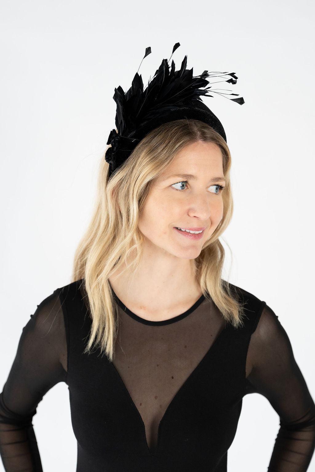 Velvet Feather Headband - Black