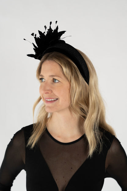 Velvet Feather Headband - Black