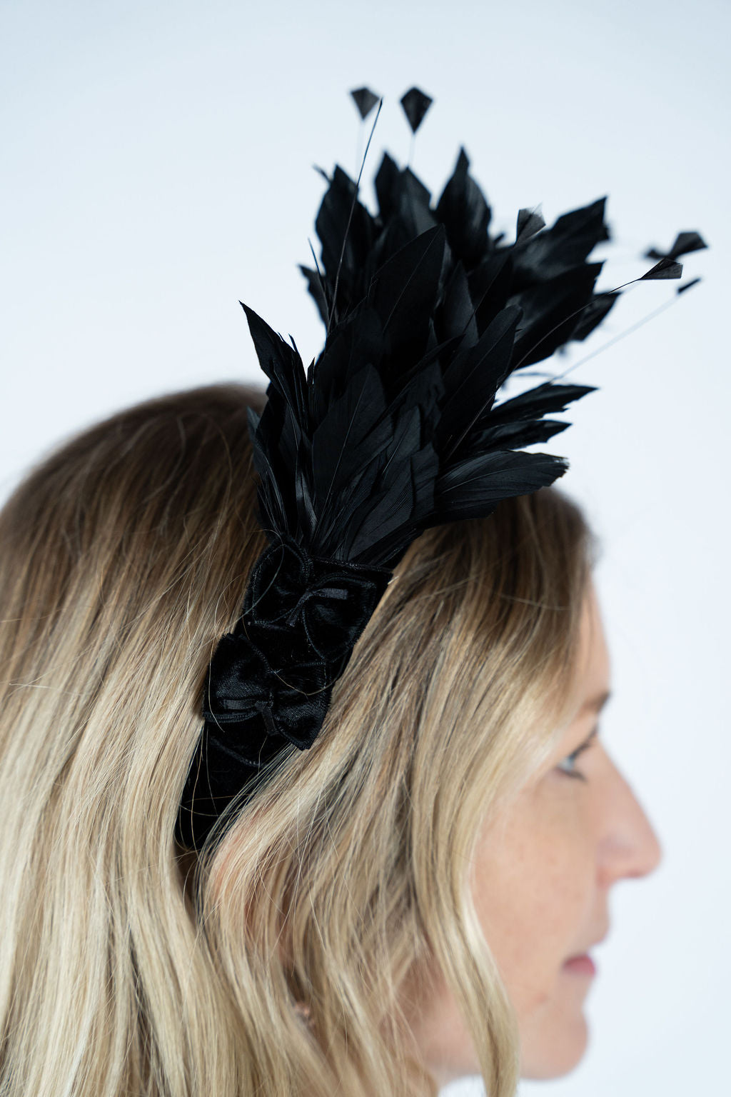 Velvet Feather Headband - Black