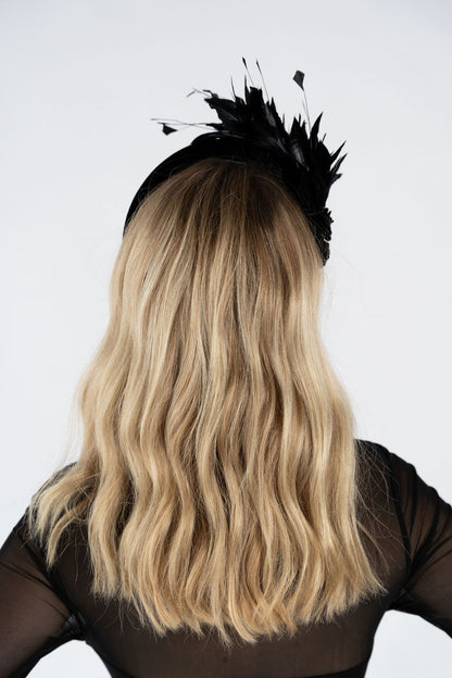 Velvet Feather Headband - Black