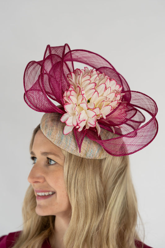 Headpiece with Fuchsia Swirl and Statement Flower