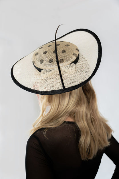 Wide-Brim Polka-Dot Hat - Ivory & Black