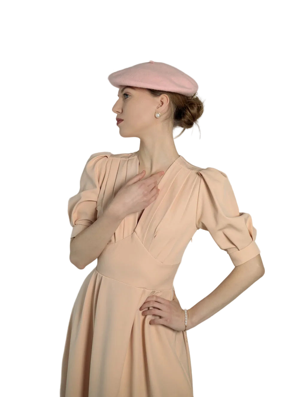 Embellished Wool Beret - Blush